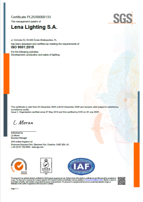 Lena Lighting- ISO Certificates